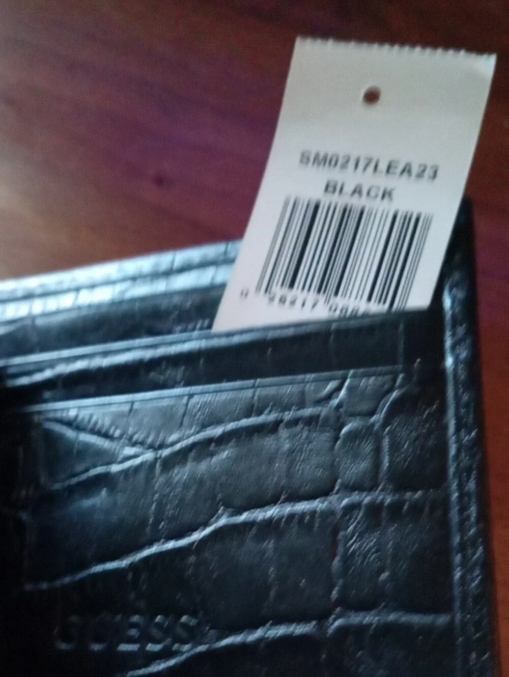 GUESS Black Croc-Embossed Leather Money Clip